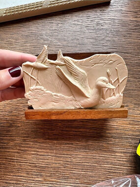 Vtg wood duck letter holder